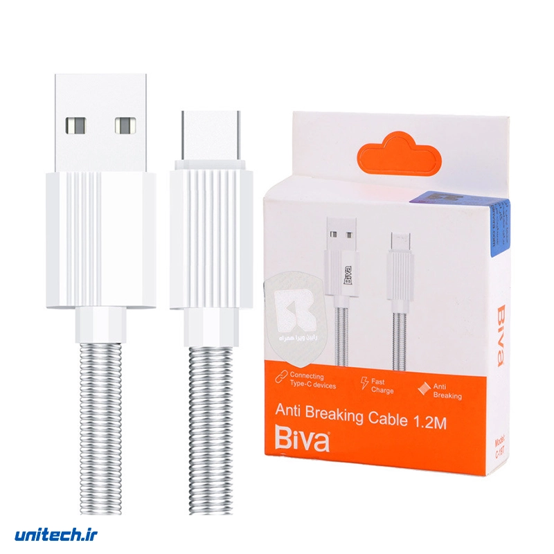 کابل تایپ سی فست شارژ 3 آمپر بیوا C19T طول 1.2 متر2